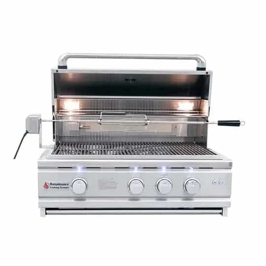 RCS Cutlass Pro 30-Inch 3-Burner Built-In Grill with Blue LED Lights and Rear Burner - Natural Gas - RON30A - image 2