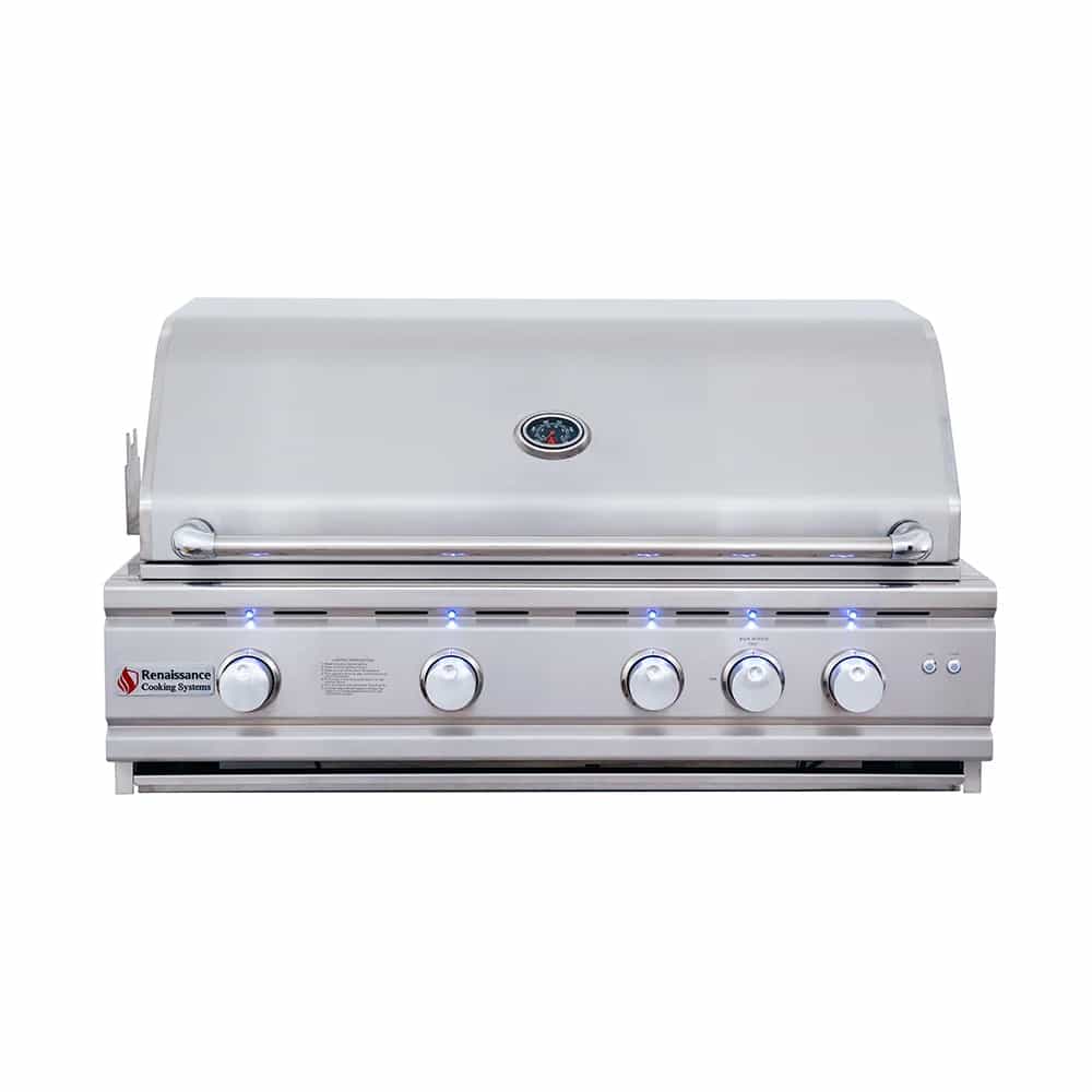 RCS Cutlass Pro - 38-Inch 4-Burner Built-In Grill with Blue LED Lights and Rear Burner - Liquid Propane Gas - RON38ALP - image 1