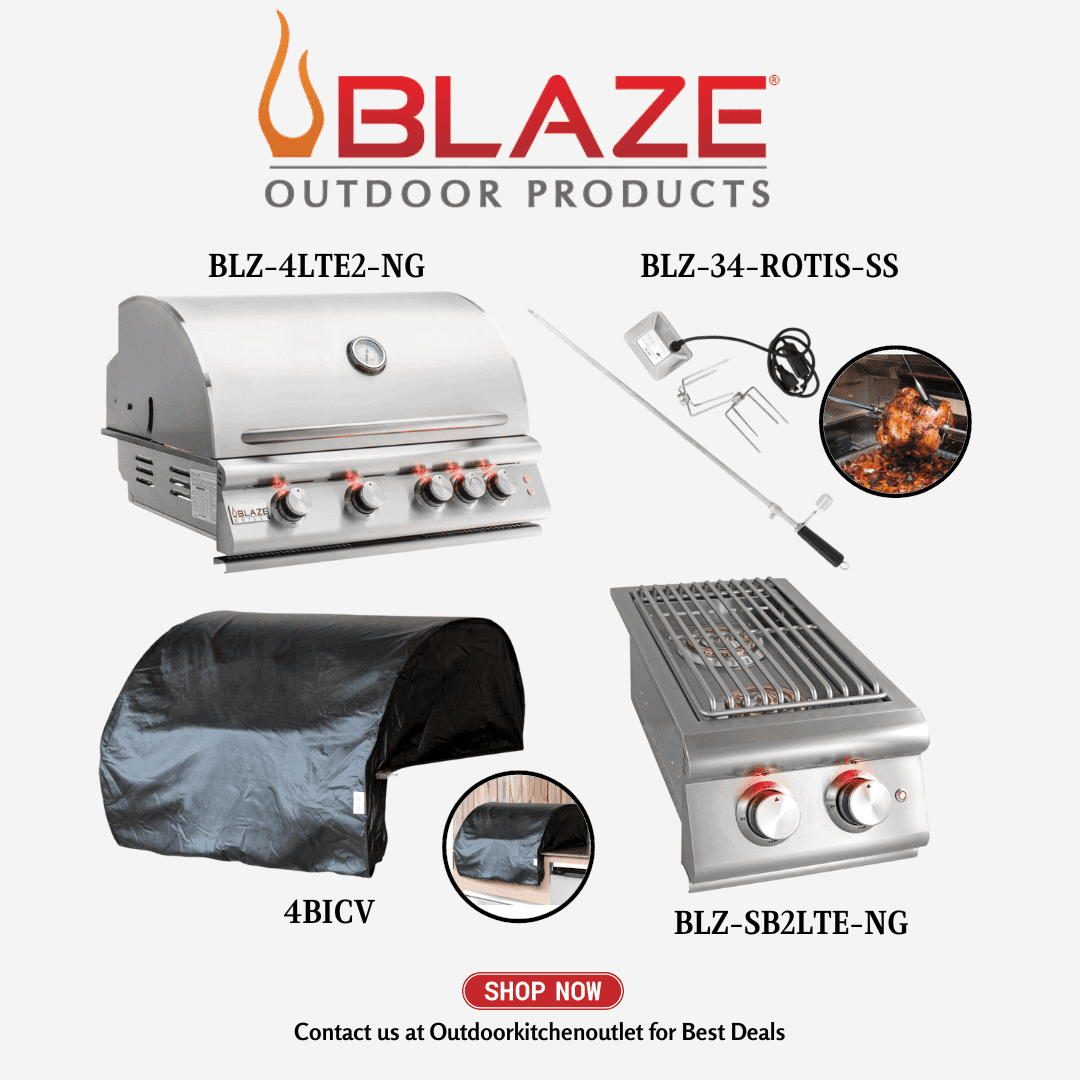 Blaze Outdoor Standard Package LTE 32-inch 4 Burner Grill with Rotisserie, Cover and Side Burner NG - image 1