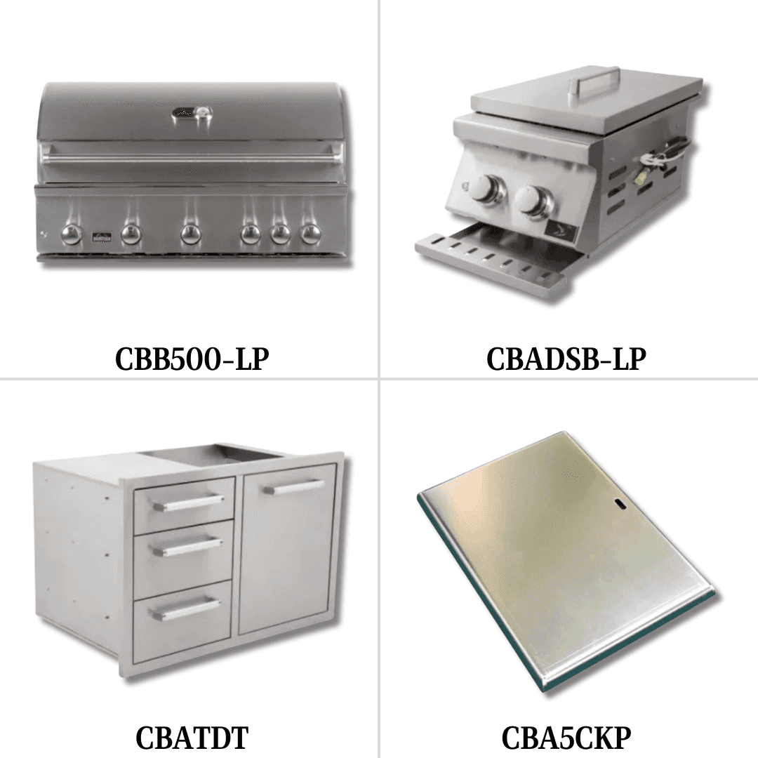 Bonfire Whistler - 42-Inch 5-Burner Built-In LP Grill with Side Burner Triple Drawer and Trash Combo and Griddle Plate - PCKG2CBB500-LPTDTGP - image 1