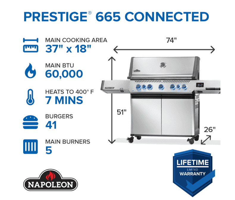 Napoleon Prestige® 665 Connected RSIB with Infrared Side and Rear Burner 5 Burners LP- P665VXRSIBPSS - image 2
