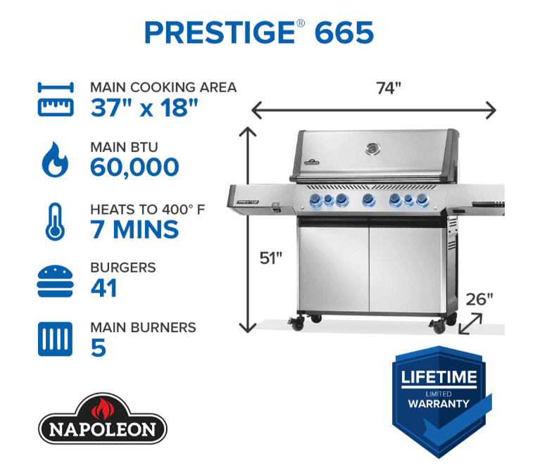 Napoleon Prestige® 665 RSIB with Infrared Side and Rear Burner 5 Burners LP- P665VRSIBPSS - image 2