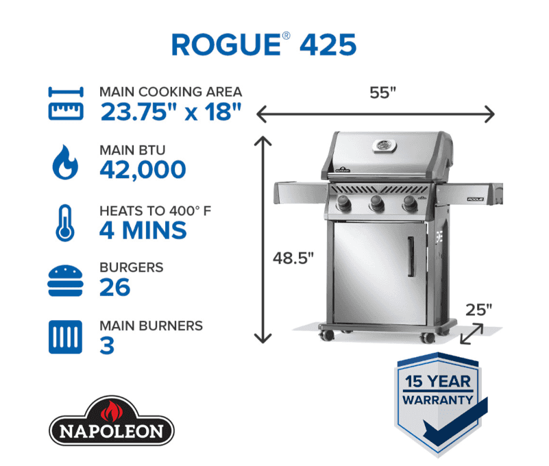 Napoleon Rogue® 425 Gas Grill 3 Burners NG- R425NSS-2 - image 2