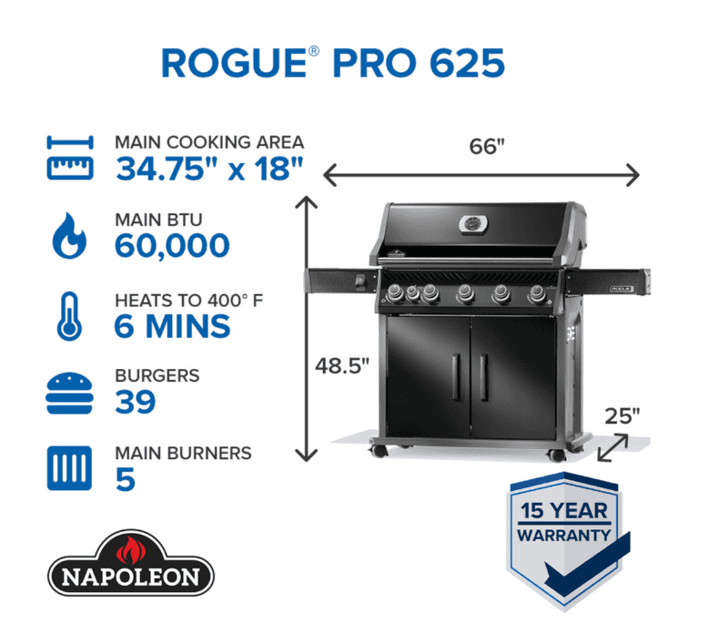 Napoleon Rogue® PRO 625 SIB with Infrared Side Burner 5 Burners LP- RP625SIBPK-2 - image 2