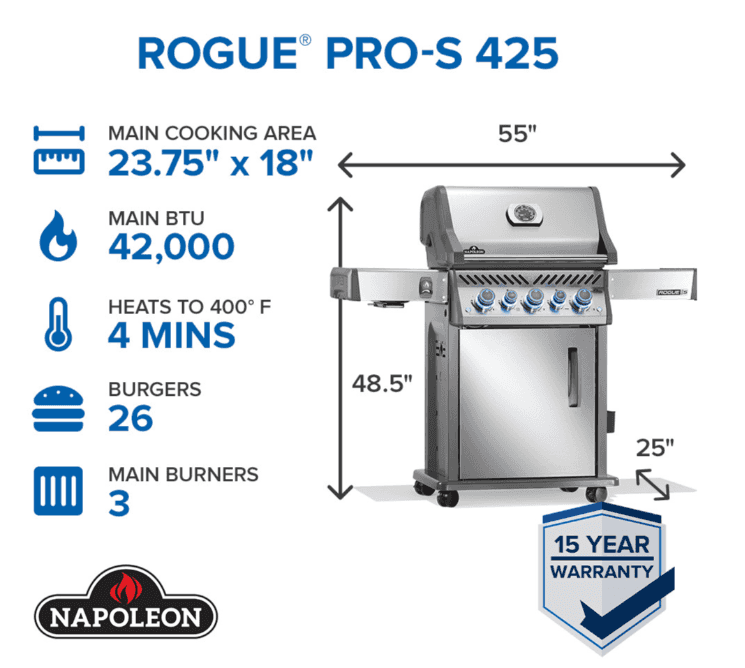 Napoleon Rogue® PRO-S 425 RSIB with Infrared Side and Rear Burner 3 Burners LP- RPS425RSIBPSS-2 - image 2