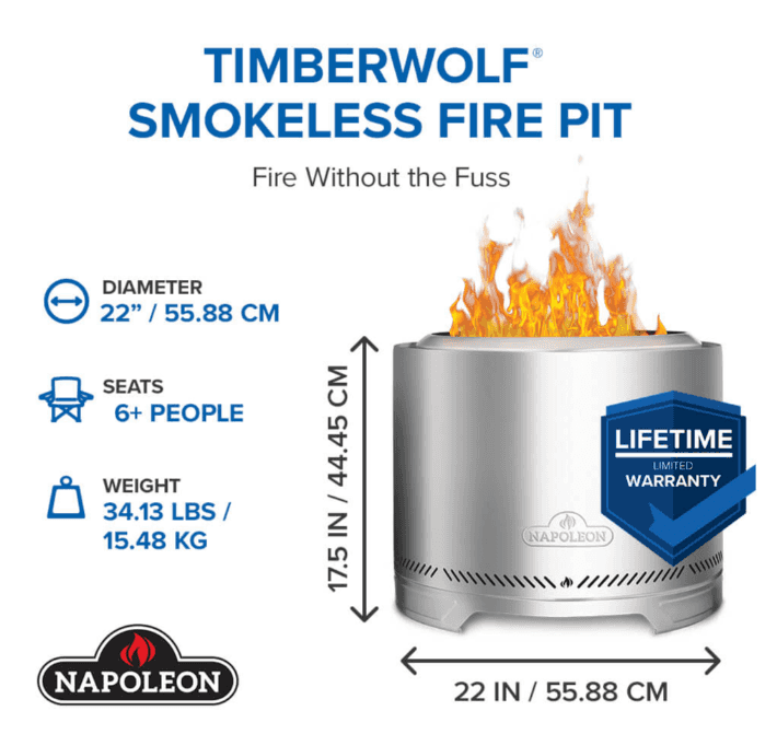 Napoleon Timberwolf® Smokeless Fire Pit 22-inch, Stainless Steel-  NWFPLTI-SS - image 2