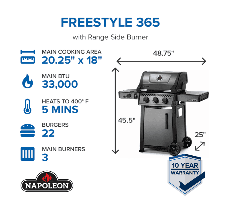 Napoleon Freestyle™ 365 SB with Range Side Burner 3 Burners LP- F365DSBPGT-ECP - image 2