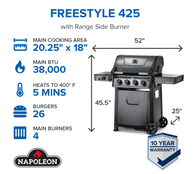 Napoleon Freestyle™ 425 SB with Range Side Burner 4 Burners LP- F425DSBPGT-ECP - image 2