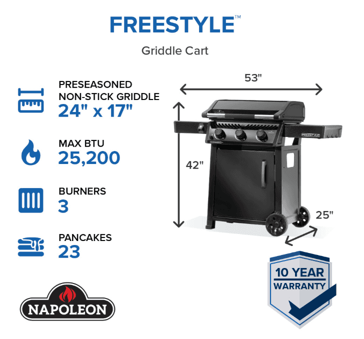Napoleon Freestyle™ 24 Inch Pre-seasoned Non-Stick Griddle 3 Burners NG- F24DFTNK - image 2