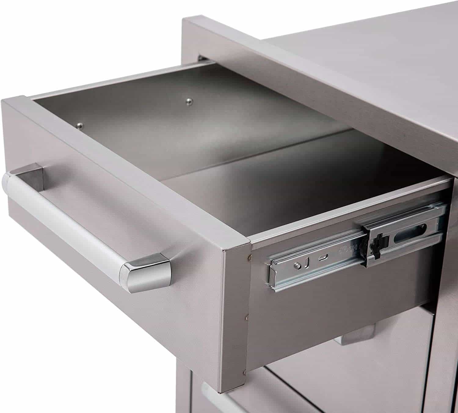 Bonfire Whistler - 42-Inch 5-Burner Built-In LP Grill with Side Burner Triple Drawer and Trash Combo and Griddle Plate - PCKG2CBB500-LPTDTGP - image 7