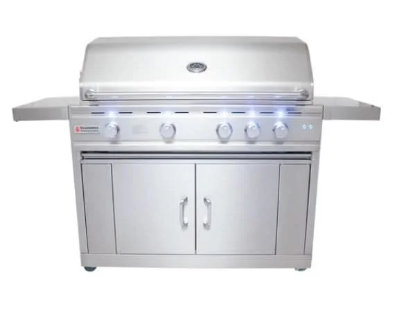 RCS Cutlass Pro - 42-Inch 4-Burner Freestanding Grill with Rear Infrared Burner and Blue LED Lights - Natural Gas - RON42A + RONJC
