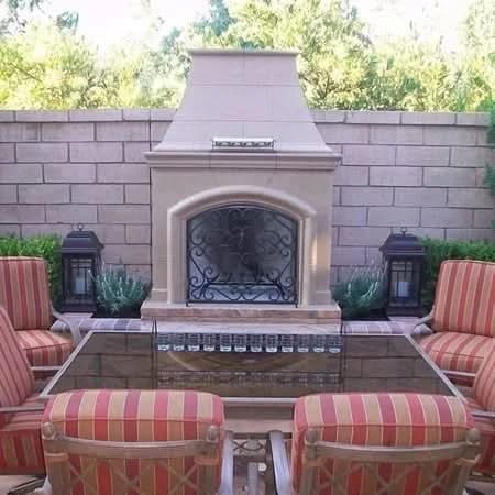 American Fyre Designs 87 Inch Vent-Free Free-Standing Outdoor Phoenix Fireplace, 16 Inch Radiused Bullnose, Hearth Only, Cafe Blanco, Key Value on the LEFT/Gas Source out the BACK- 117-01-H-CB-LBC - image 3