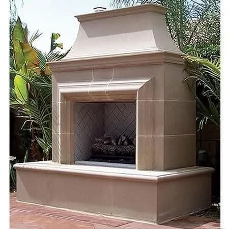 American Fyre Designs 82 Inch Vent-Free Free-Standing Outdoor Reduced Cordova Fireplace, Cafe Blanco, Key Value on the LEFT/Gas Source out the BACK- 123-20-N-CB-LBC - image 2