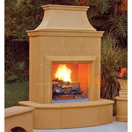 American Fyre Designs 84 Inch Vent-Free Free-Standing Outdoor Petite Cordova Fireplace, 16 Inch Radiused Bullnose, Hearth Only, Smoke, Key Value on the RIGHT/Gas Source out the BACK- 125-01-H-SM-RBC - image 2