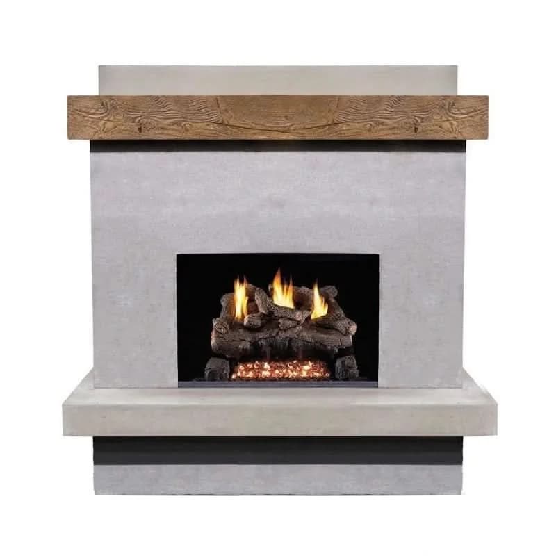 American Fyre Designs 68 1/2 Inch Vent-Free Wall Mount Outdoor Brooklyn Smooth Fireplace - French Barrel Oak- 160-CG-N-FO-LBC