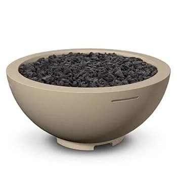 American Fyre Designs 32 Inch Round Fire Bowl, Black Lava, Natural Gas- 733-BA-11-M6NC