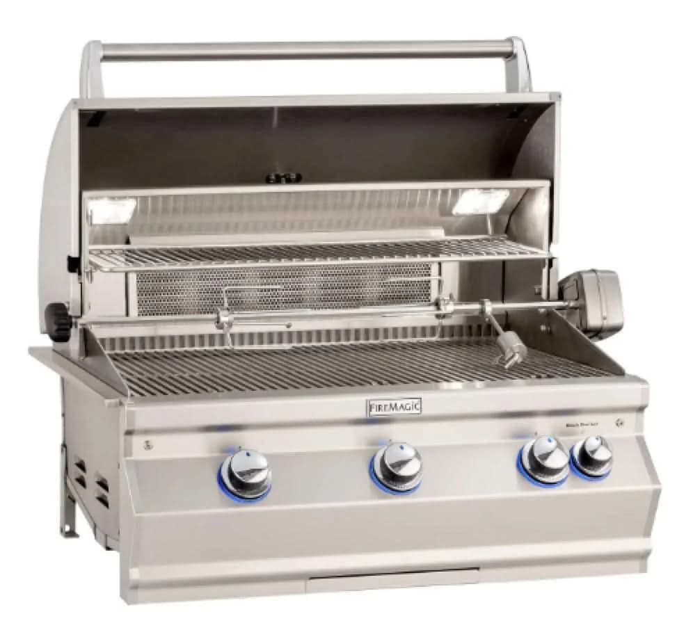 Fire Magic Aurora A540I - 30-Inch 3-Burner Built-In Grill with Rotisserie and Analog Thermometer - Liquid Propane Gas - A540I-8EAP - image 2