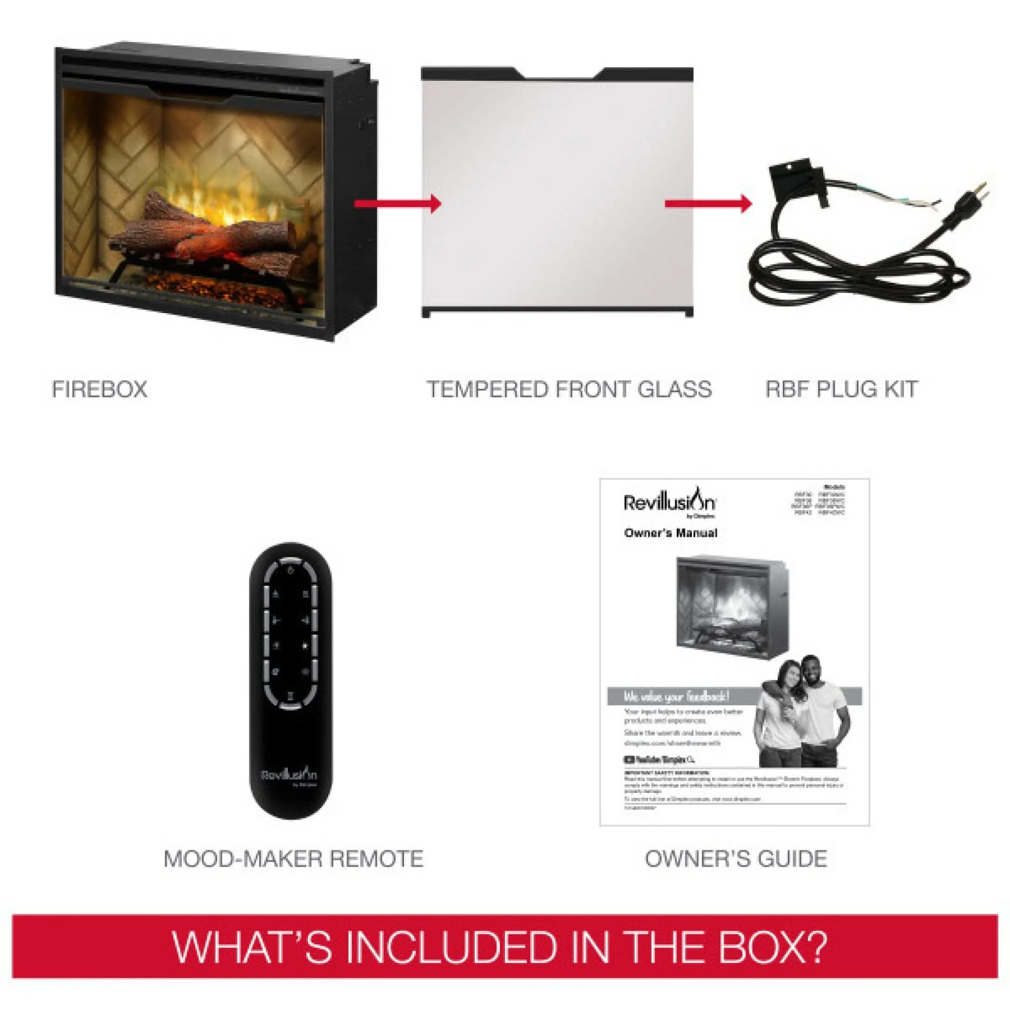 Dimplex Revillusion 30-inch Built-in Firebox with Glass Pane and Plug Kit, Weathered Concrete (RBF30WC-FG) - image 3