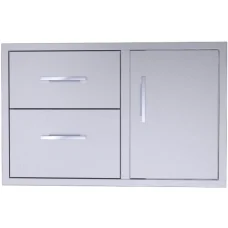 Sunstone 36 Beveled Style Double Drawer & Door Combo w/Removable Support Frame - BA-DDC36