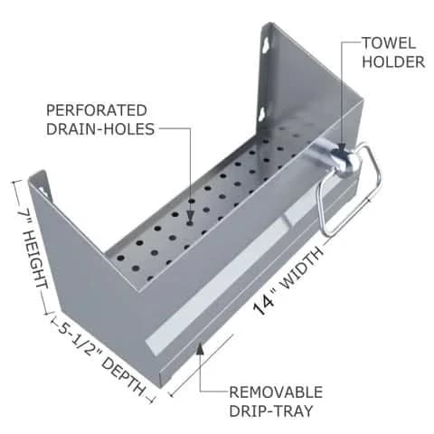 Sunstone Bar Caddy Speed Rail w/Drip Pan & Towel Holder - BC-BC14 - image 2