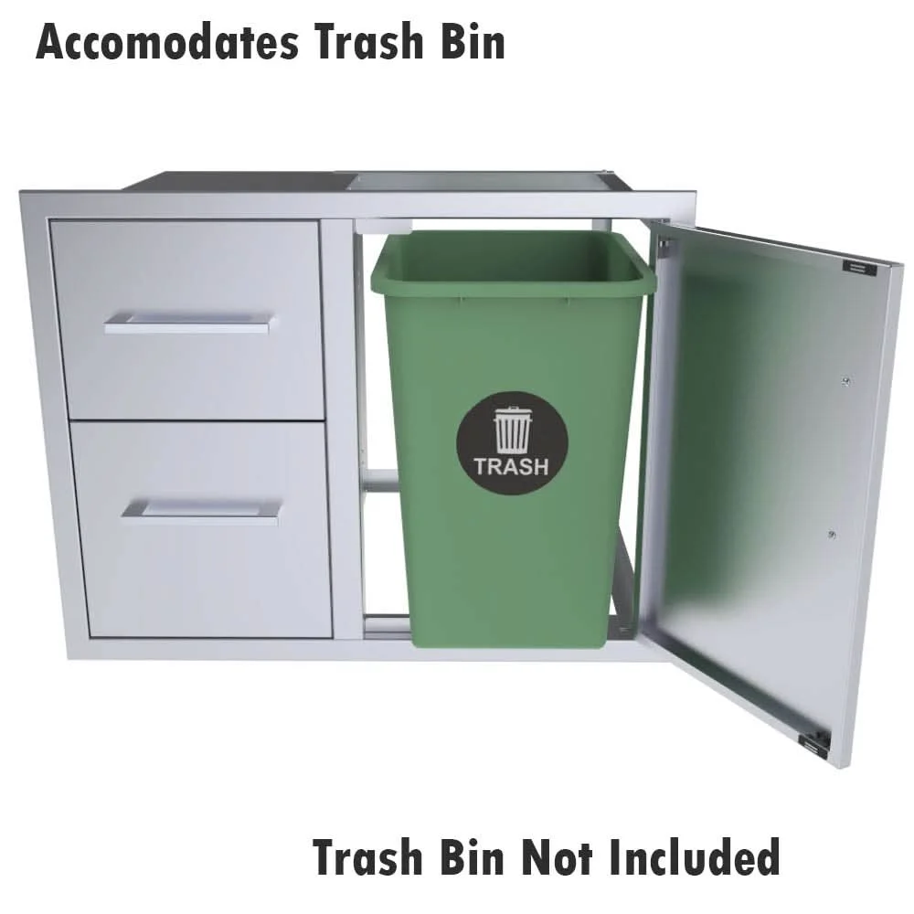 Sunstone 30 Beveled Style Double Drawer & Door Combo w/Removable Support Frame - BA-DDC30 - image 3