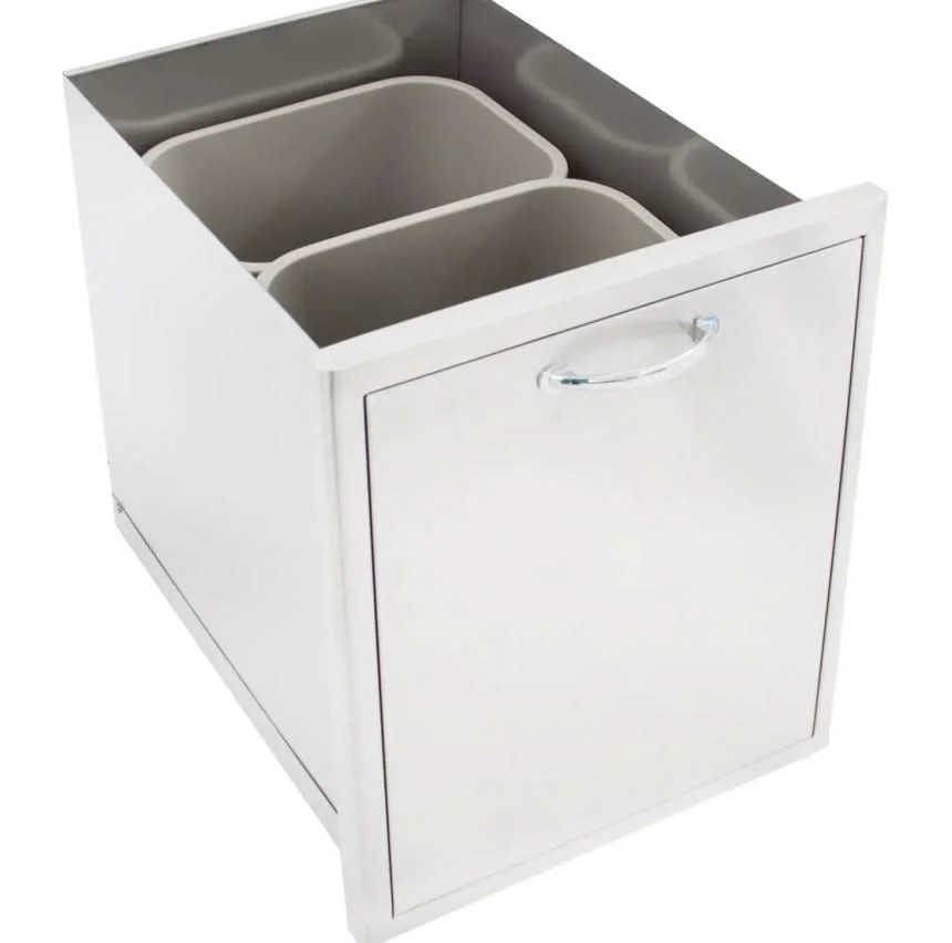 Blaze 20-Inch Roll-Out Stainless Steel Double Trash / Recycling Bin - BLZ-TREC-DRW-H