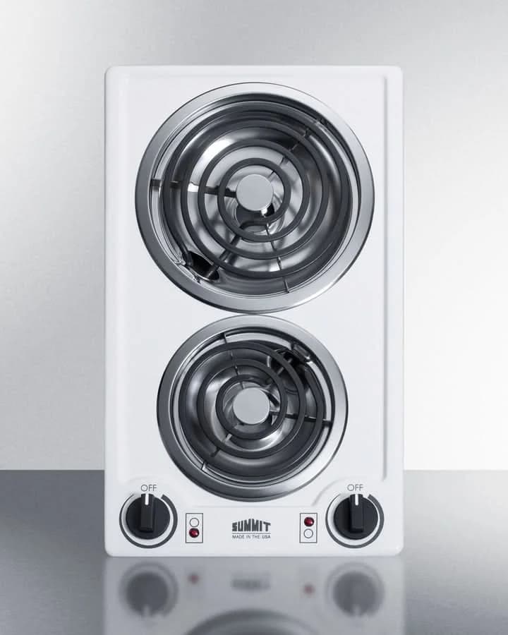 Summit 12 Wide 230V 2-Burner Coil Cooktop White - CCE225WH