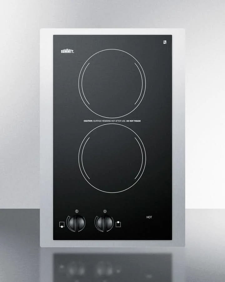 Summit 15 Wide 115V 2-Burner Radiant Cooktop Black - CR2110TK15