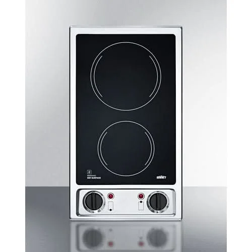 Summit 12 Wide 115V 2-Burner Radiant Cooktop Black - CR2B120