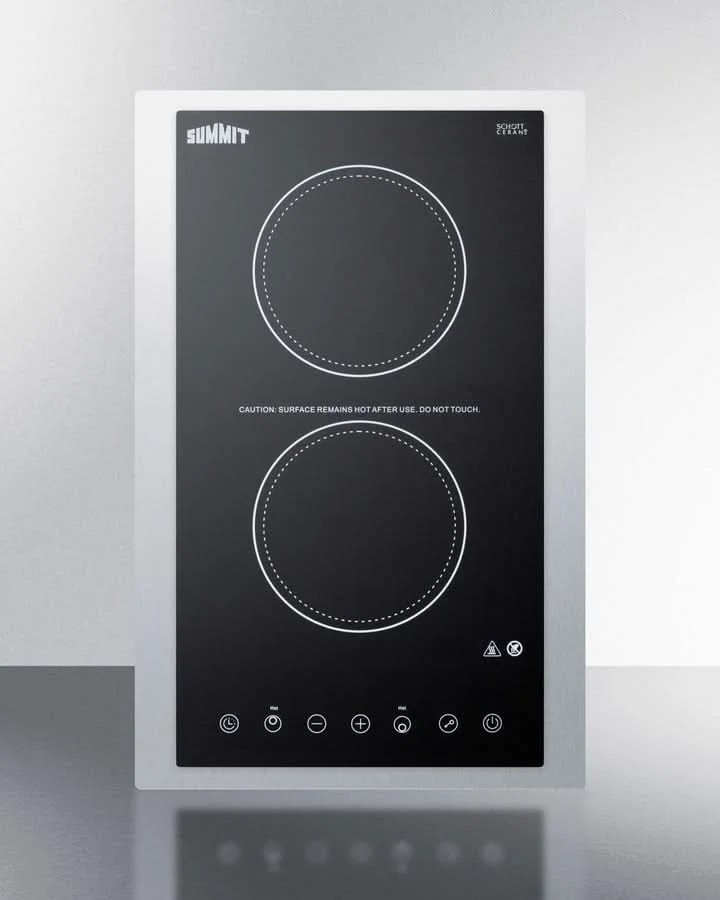 Summit 15 Wide 115V 2-Burner Radiant Cooktop Black - CR2B15T1BTK15