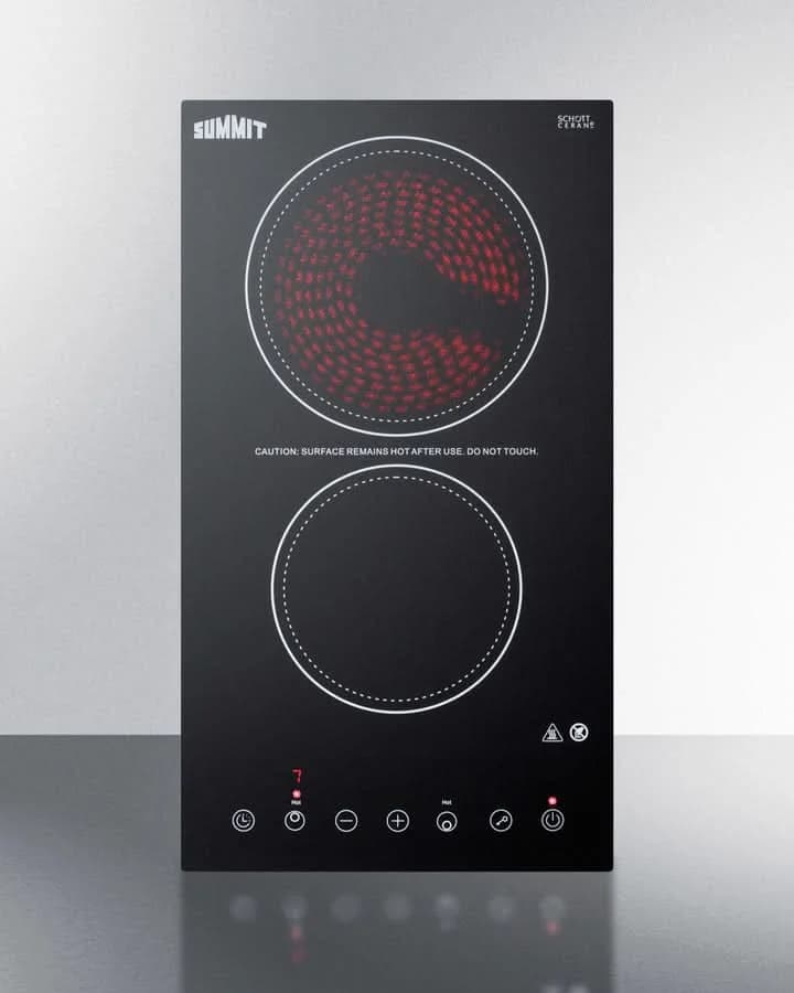 Summit 12 Wide 230V 2-Burner Radiant Cooktop Black - CR2B23T3B - image 2