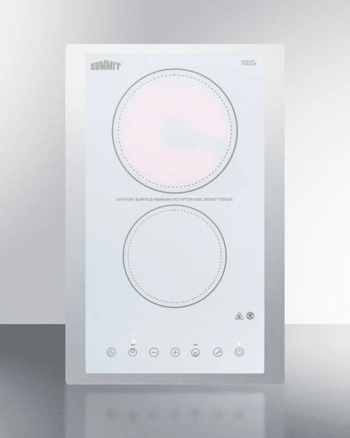Summit 15 Wide 230V 2-Burner Radiant Cooktop White - CR2B23T4WTK15 - image 2