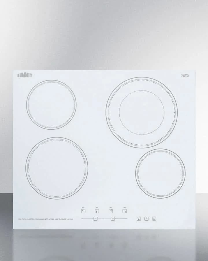 Summit 24 Wide 230V 4-Burner Radiant Cooktop - CR4B23T6W