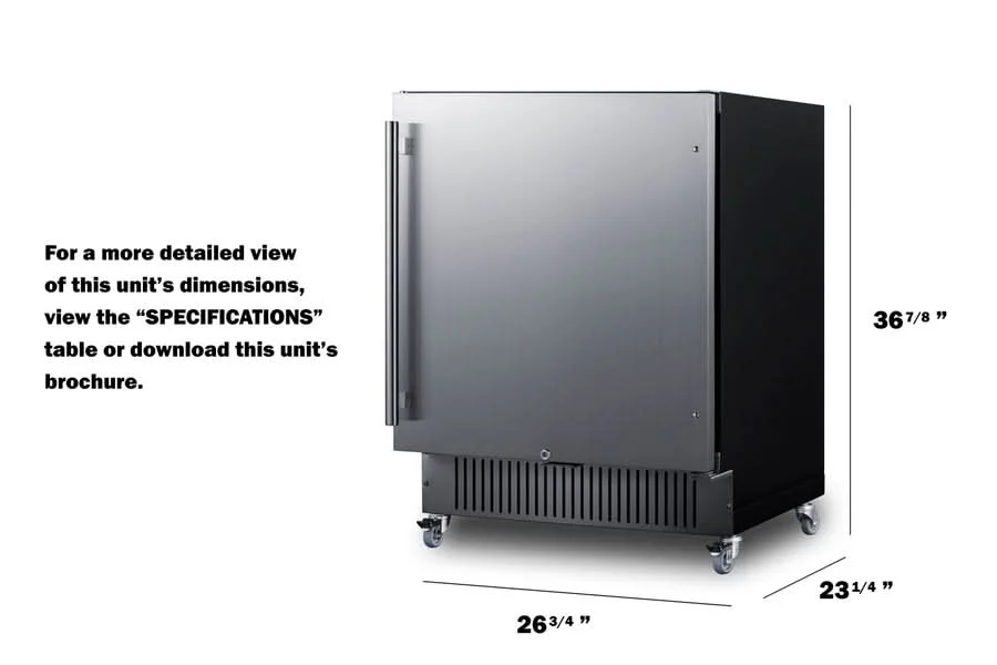 Summit 27-Inch Wide Mobile Refrigerator with One Door Stainless Steel - FF27BSSCAS - image 9