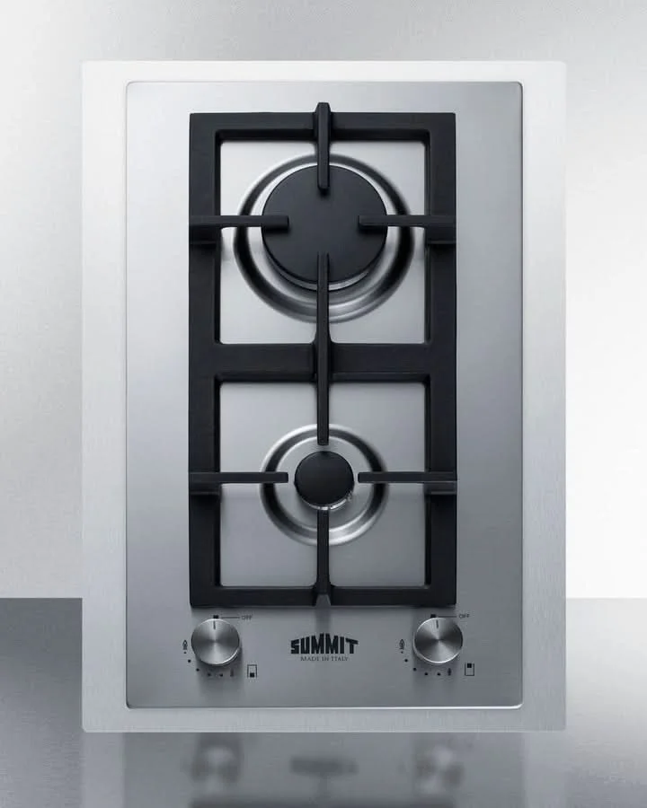 Summit 15 Wide 2 Burner Gas Cooktop In Stainless Steel - GCJ2SSTK15 - image 9