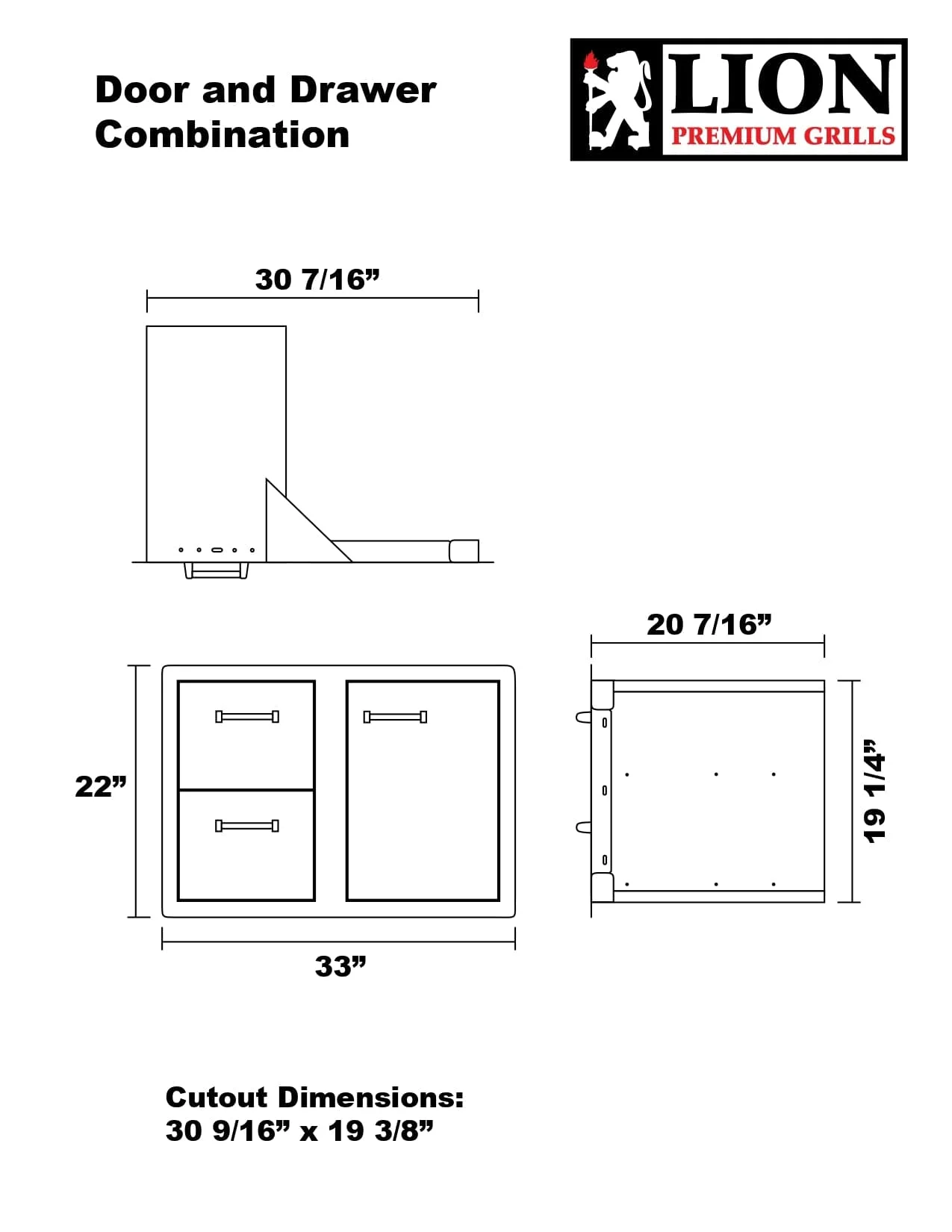Lion 33 Inch Access Door & Double Drawer Combo - L3320 - image 3