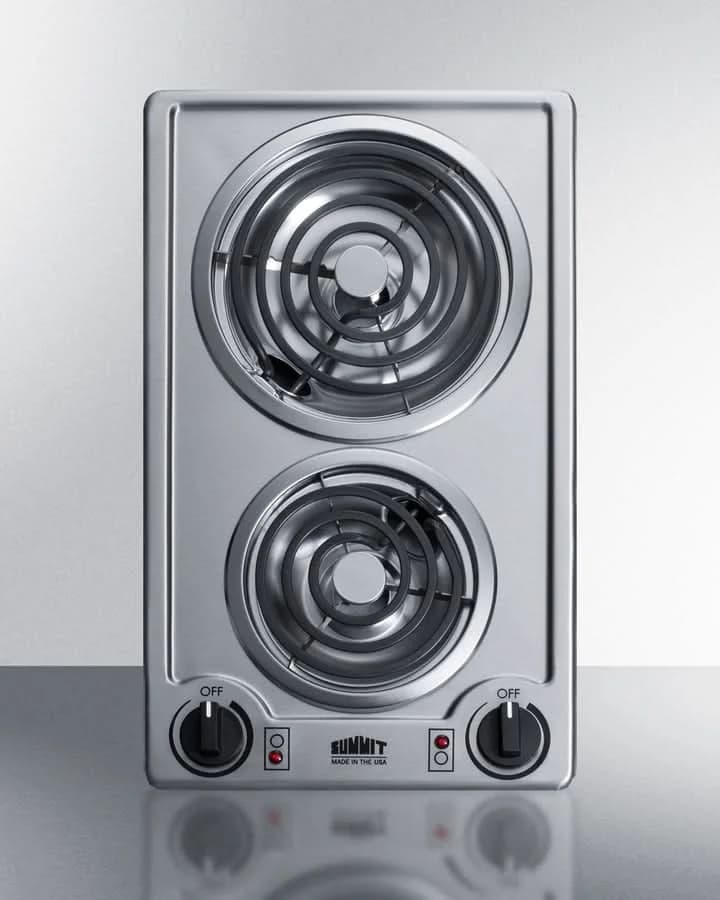 Summit - 12 Wide 115V 2-Burner Coil Cooktop - CCE213SS