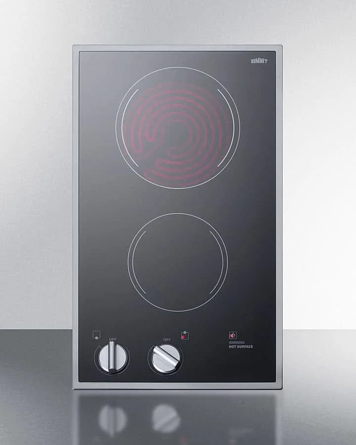 Summit - 12 Wide 115V 2-Burner Radiant Cooktop - CR2B12ST - image 3