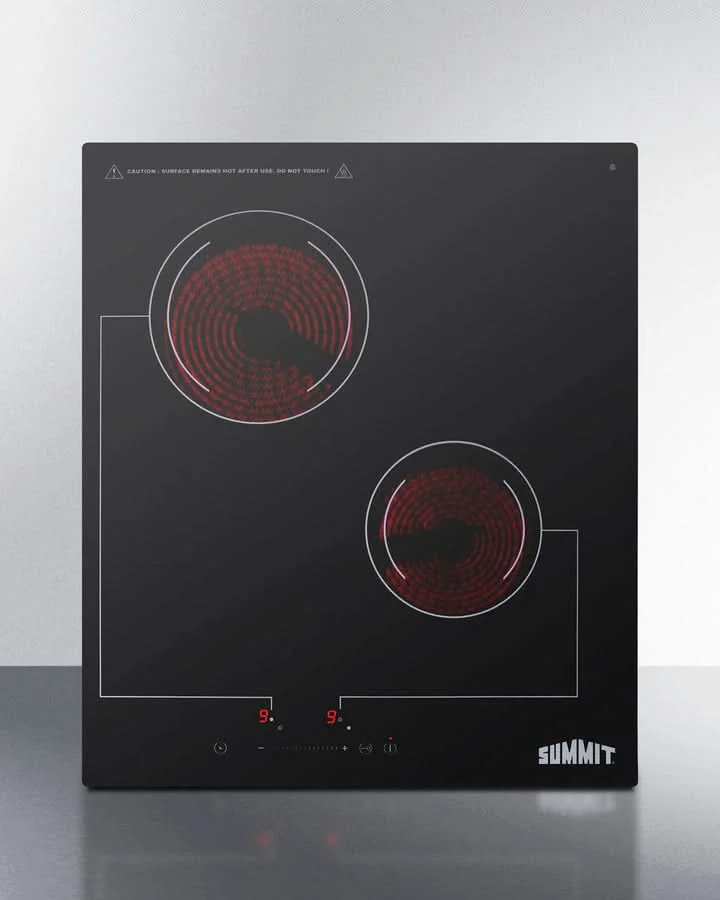 Summit - 18 Wide 220V 2-Burner Radiant Cooktop - CR2B228T - image 3