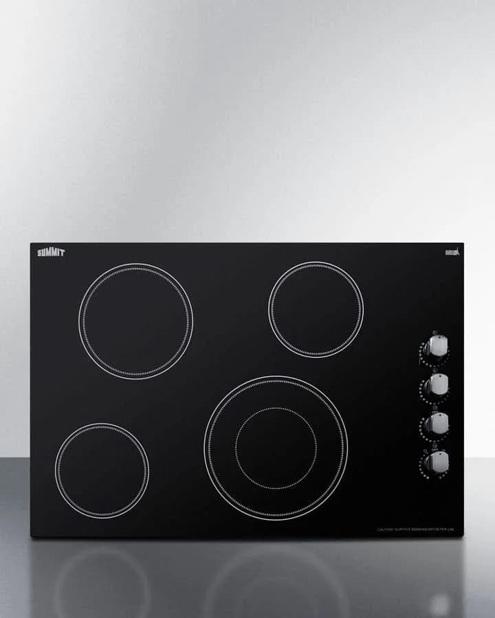 Summit - 30 Wide 208-240V 4-Burner Radiant Cooktop - CR4B30MB