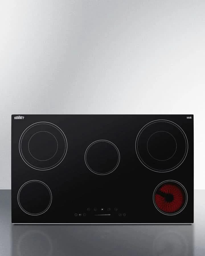 Summit - 36 Wide 208-240V 5-Burner Radiant Cooktop - CR5B36T9B - image 2