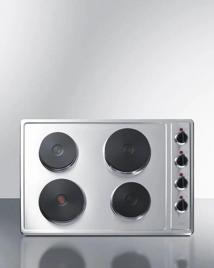 Summit - 30 Wide 208/240V 4-Burner Solid Disk Cooktop - CSD4B300