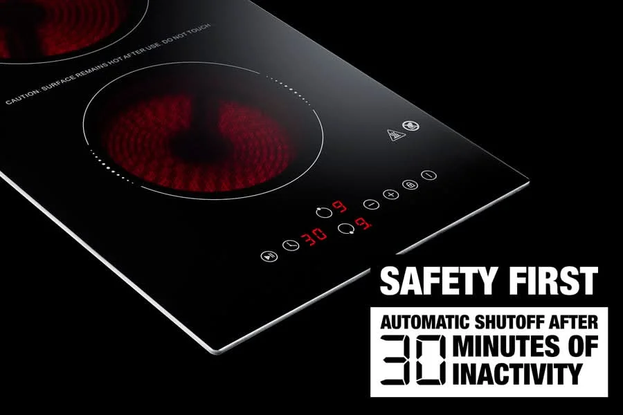 Summit - 12 Wide 230V 2-Burner Radiant Cooktop With Safety Shutoff - CRH2BT30230 - image 6