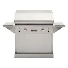 TEC Patio FR - 44-Inch 2-Burner - Freestanding Grill - Liquid Propane Gas on Stainless Steel Pedestal with Side Shelves - PFR2LPPEDS