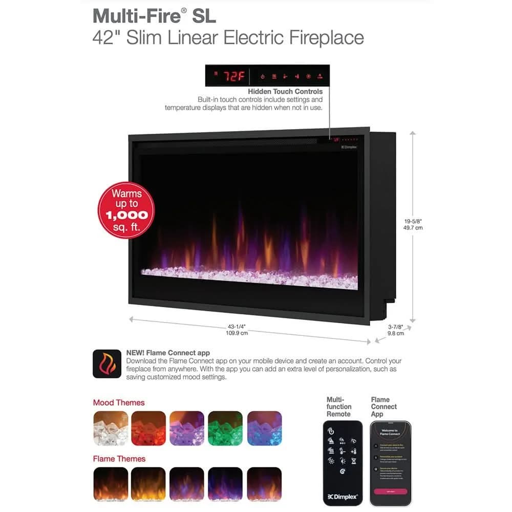 Dimplex Multi-Fire SL Built-In Electric Fireplace 50-Inch- PLF5014-XS - image 4