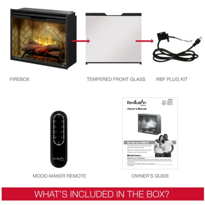 Dimplex Revillusion 36-inch Portrait Built-in Firebox with Glass Pane and Plug Kit Weathered Concrete-RBF36PWC-FG - image 3