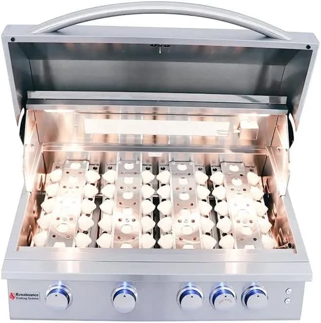 RCS Premier - 32-Inch 4-Burner Built-In Grill with Blue LED Lights and Rear Burner - Liquid Propane Gas - RJC32ALLP - image 4
