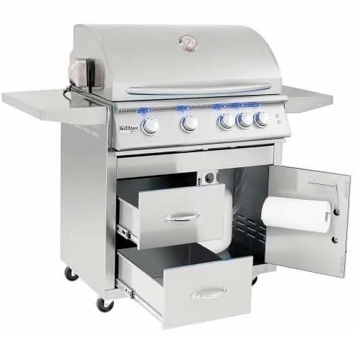 Summerset Sizzler Pro - 32-Inch 4-Burner Freestanding Grill with Rear Infrared Burner - Natural Gas - SIZPRO32-NG + CART-SIZ32-DC - image 2