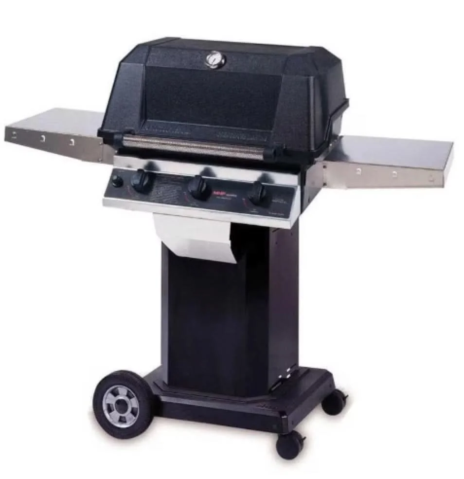 MHP Tri-Burn W3G4DD - 57-Inch 3-Burner Black Cart Grill with Sear MagicGrids - Natural Gas - W3G4DD-NS + OCOLB + OM-N