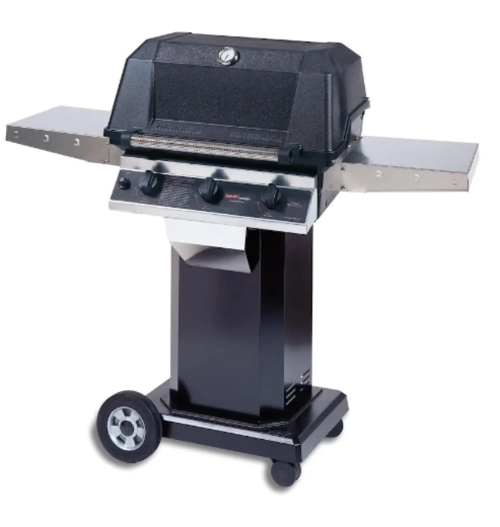 MHP WHRG4DD - 57-Inch 3-Burner Hybrid  Black Cart Grill with SearMagic Grids - Propane Gas - WHRG4DD-PS + OCOLB + OM-P